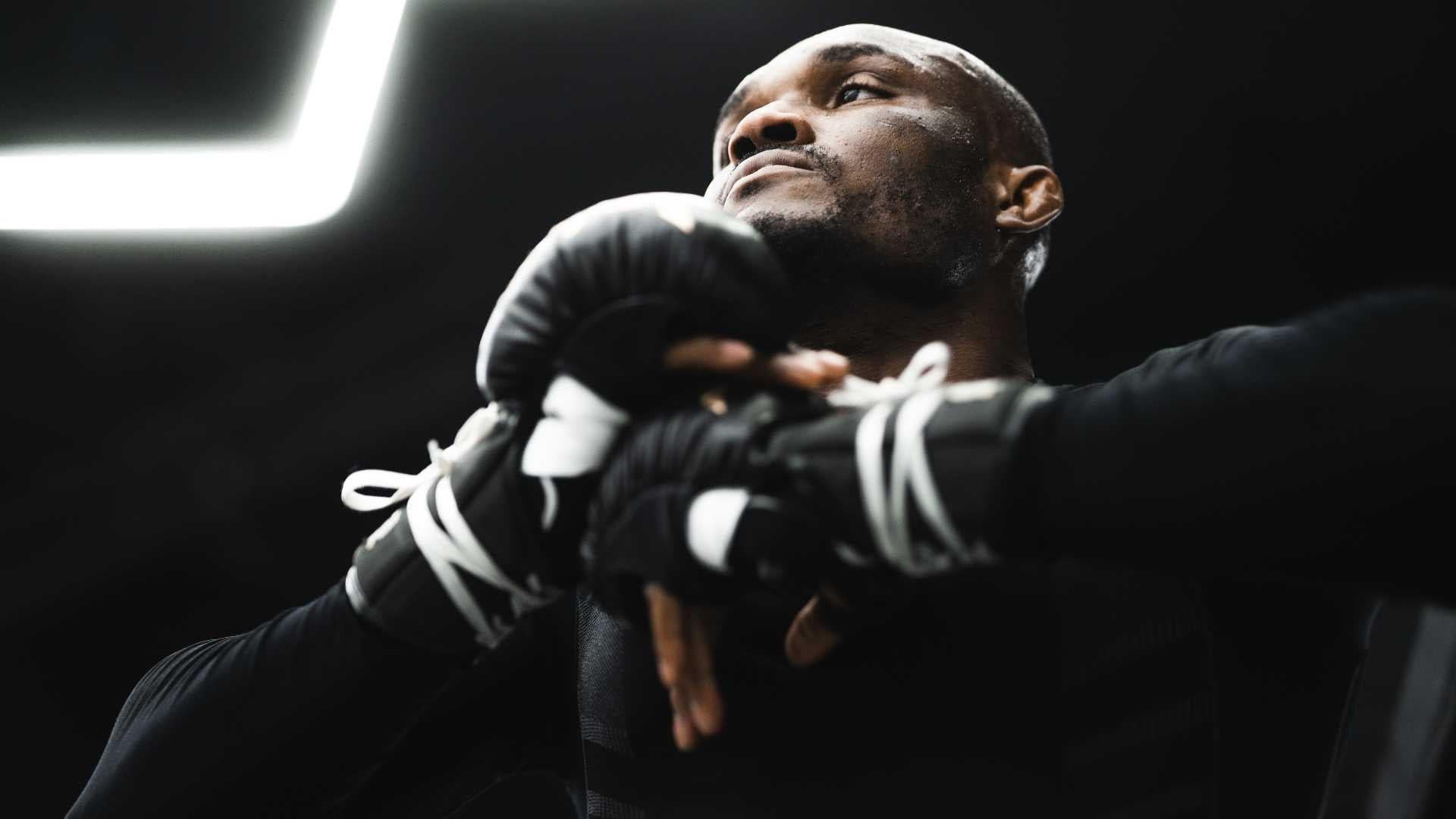 UFC fighter Kumar Usman wearing ONX gloves.