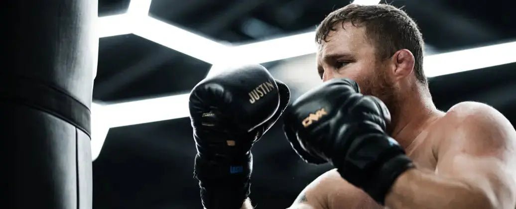 UFC fighter Justin Gaethje training with ONX gloves.