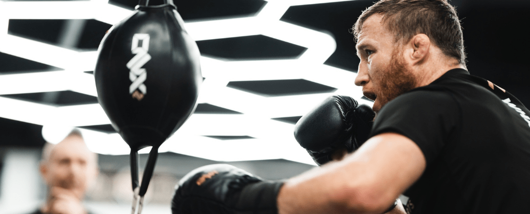Justin Gaethje training with Trevor Wittman at the ONX gym with ONX gloves.