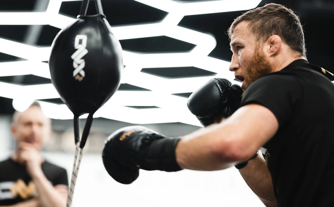 Justin Gaethje training with Trevor Wittman at the ONX gym with ONX gloves.