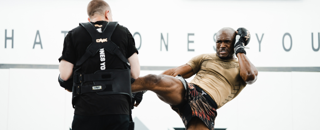 Kamaru Usman and Trevor Wittman training at the ONX gym with ONX gear.