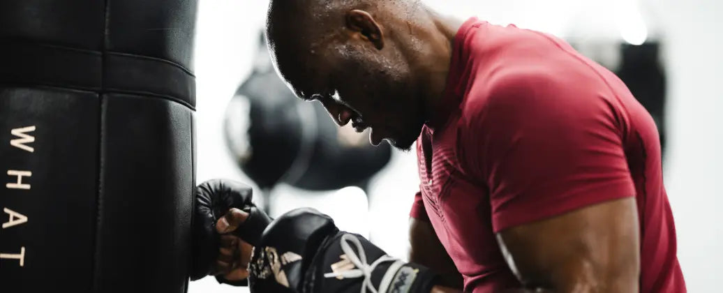 UFC fighter Kamaru Usman training with ONX gloves at the ONX gym.