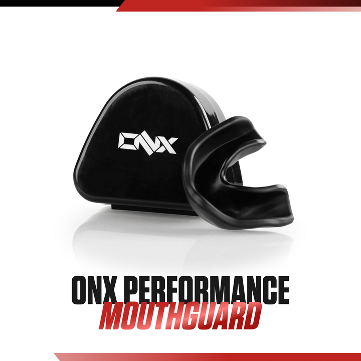 ONX mouthguard in its case on a gym mat