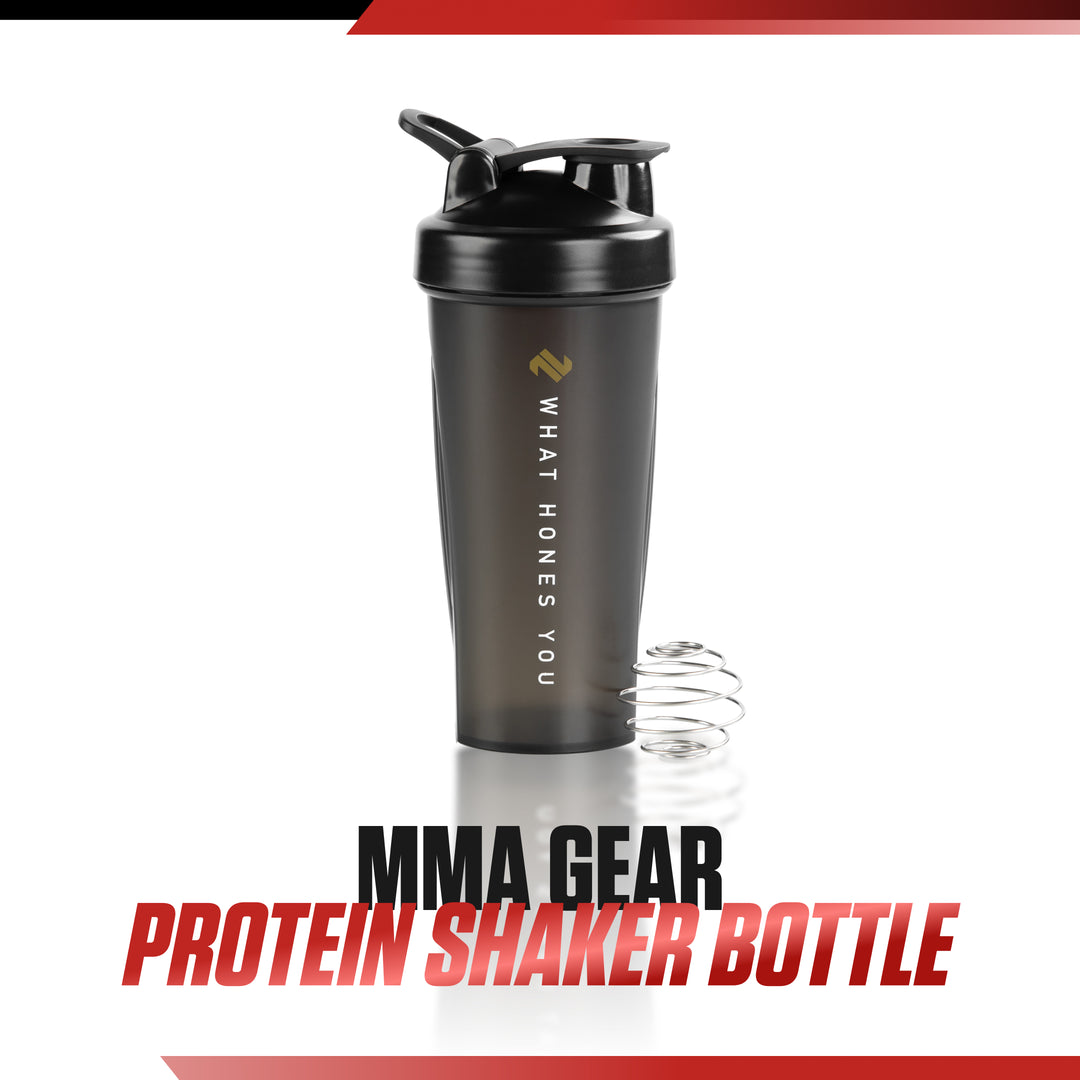 ONX shaker bottle on a gym bench next to a water jug