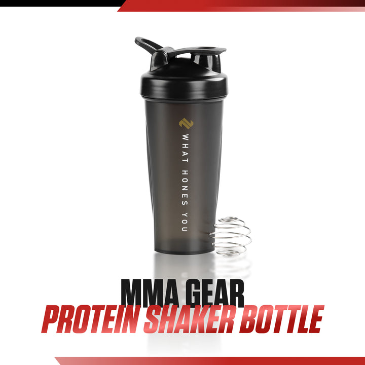 ONX shaker bottle on a gym bench next to a water jug