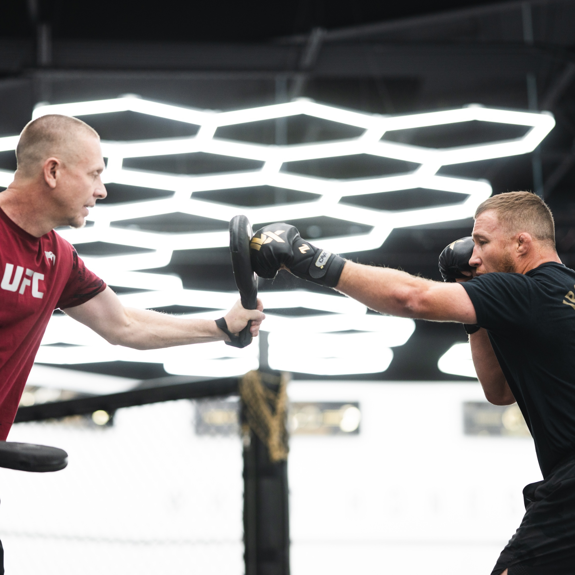 UFC Fighter Justin Gaethje and Coach Trevor Wittman training with ONX gloves and gear at the ONX Gym.